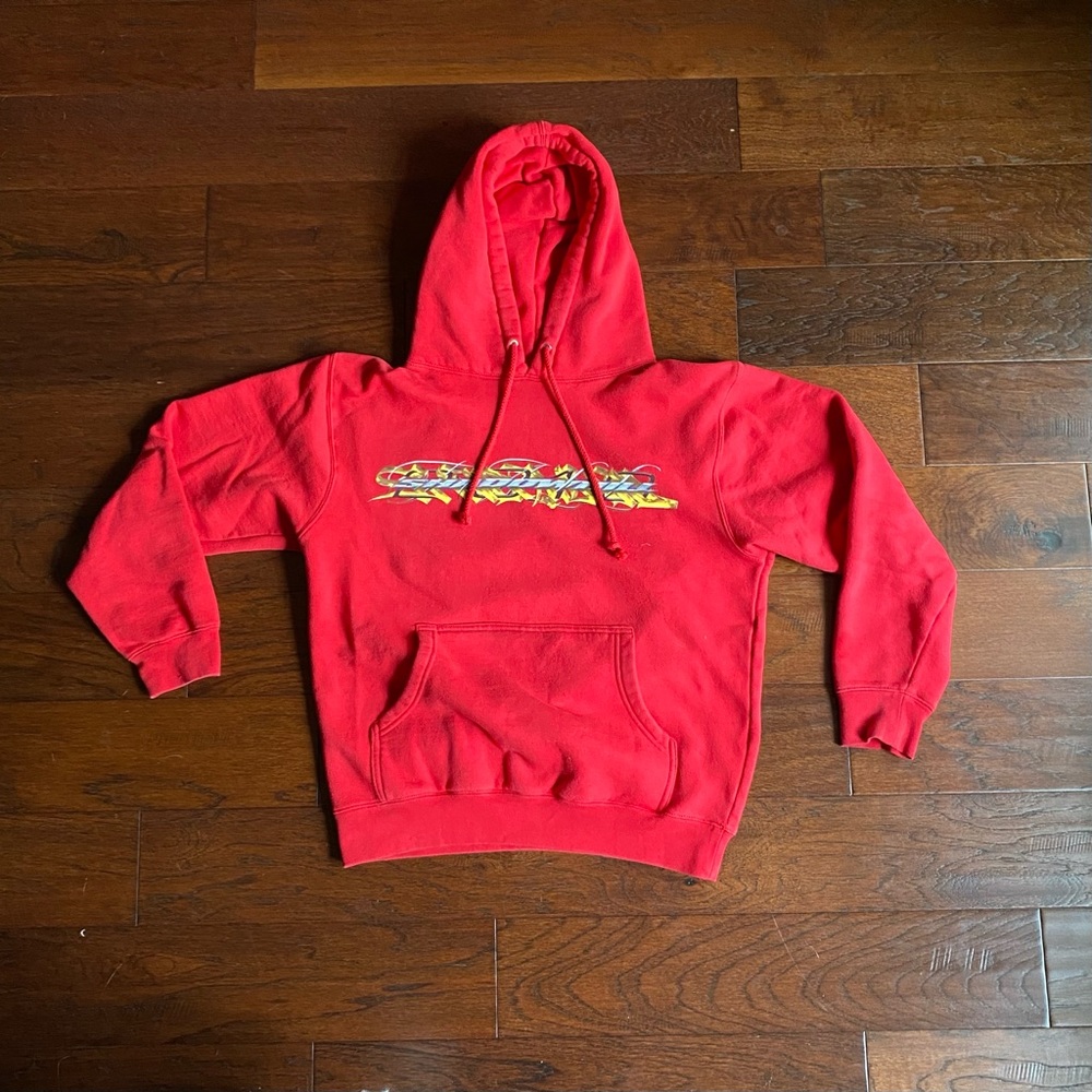 Red Shadow Hill USA Hoodie with Yellow and Silver Graphic Logo